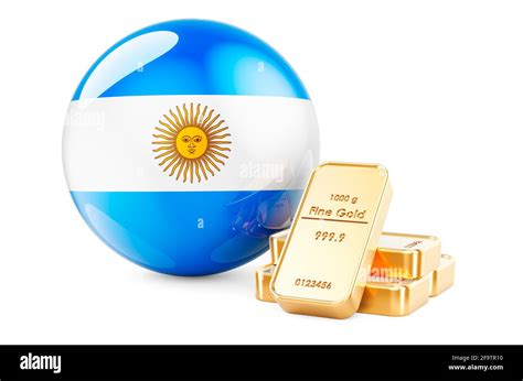 Golden ingots with Argentinean flag. Foreign-exchange reserves of ...