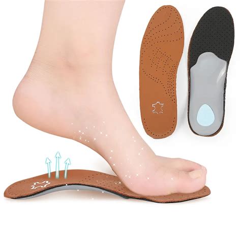 Jackshibo Leather Orthotics Insole For Flat Foot Arch Support 25mm Orthopedic Silicone Insoles