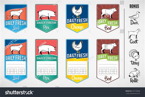 Set Of Butcher Shop Labels And Price Tags Stock Vector Illustration 250778806 Shutterstock