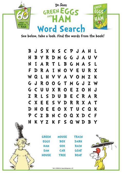 Green Eggs And Ham By Dr Seuss Wordsearch Green Eggs And Ham