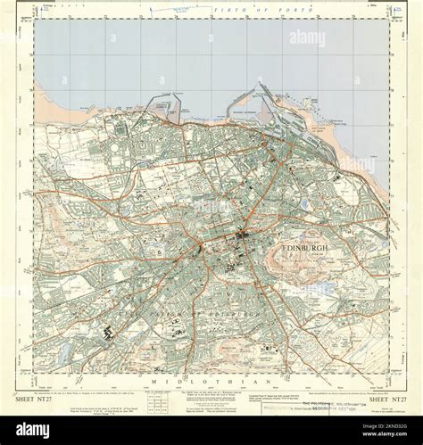 Vintage City Plan Of Edinburgh And Area Around It From Th Th