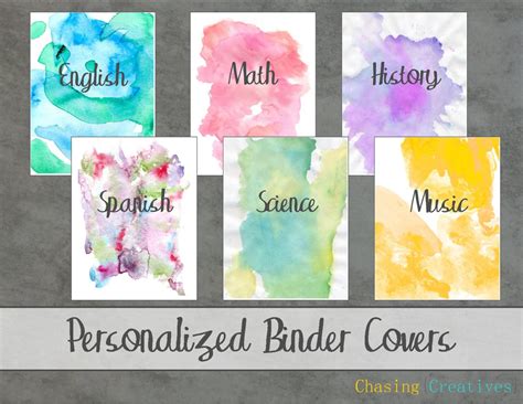 Personalized Watercolor Binder Covers Notebook Covers