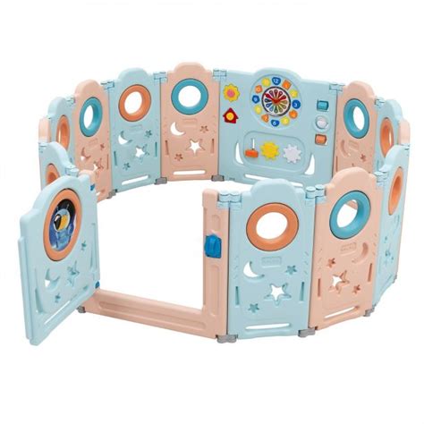 Costway Parc B B Panneaux Pliables Avec Portes Jouets Educatifs