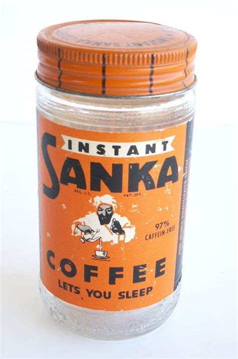 Vintage Sanka Coffee Jar Orange And Black By Coffeetropolis