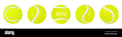 Green tennis balls set on white background isolated close up ...