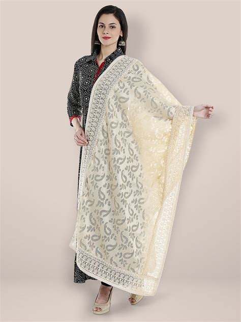 Off White Embroidered Dupatta Dupatta Bazaar