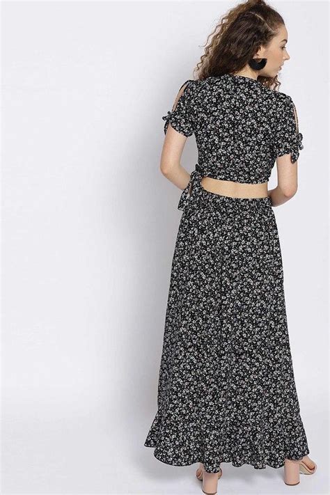 Buy Sera Black Women S Black And White Printed Two Piece Dress Shoppers Stop