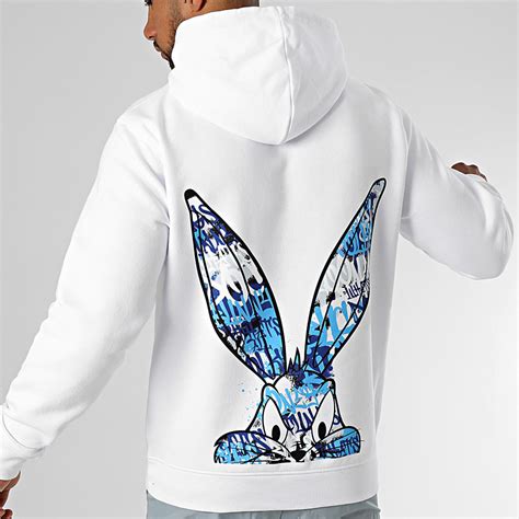 Looney Tunes Sweat Capuche Half Bugs Bunny Graffiti Blue Blanc