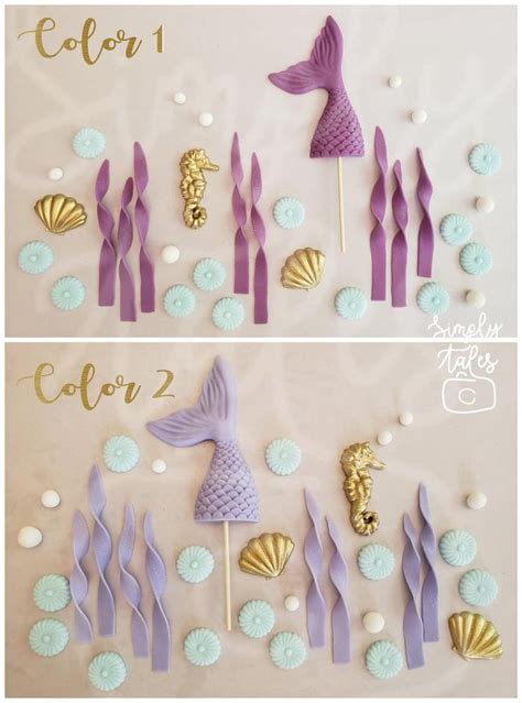 1 Set Mermaid Tail Fondant Cake Topper Edible Girl Birthday Etsy New