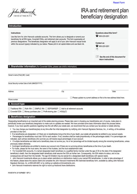 Beneficiary Designation Form Template