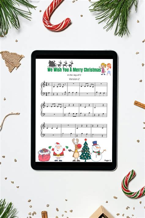 We Wish You A Merry Christmas Printable Piano Notes Festive Etsy Canada