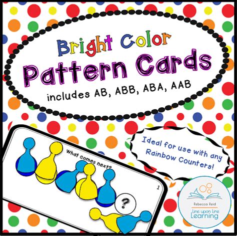 Pattern Task Cards Bright Colors Line Upon Line Learning