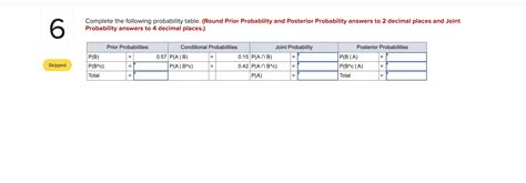 Solved Complete The Following Probability Table Round Chegg