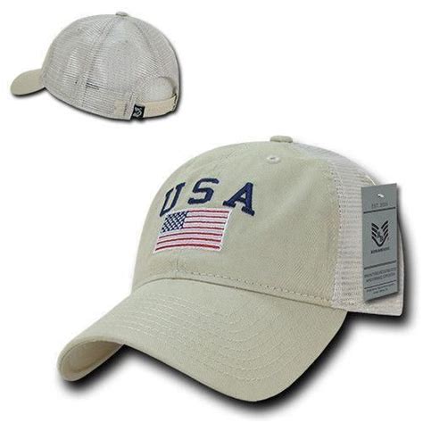 Usa Us Flag Patriotic Relaxed Fit Trucker Cotton Baseball Caps Hats