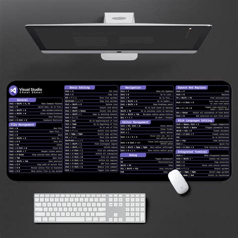 visual studio cheat sheet  win mac desk mat home office decor