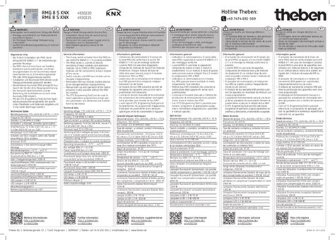 User Manual Theben RMG 8 S KNX English 4 Pages