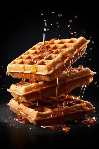 Premium AI Image | a stack of waffles with syrup and syrup on them.