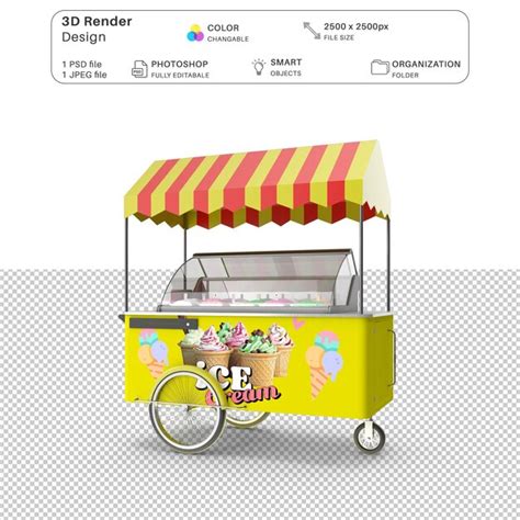 Archivo Psd De Modelado D Del Carrito De Helados Archivo Psd Premium