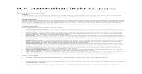 PCW Memorandum Circular No 2011 01 GAD Focal Point System PDF Document