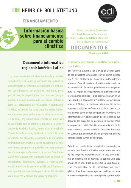 Información básica sobre financiamiento para el cambio climático