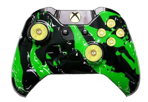 Green Splatter Hydro Dipped Xbox One Wireless Controller With Brass