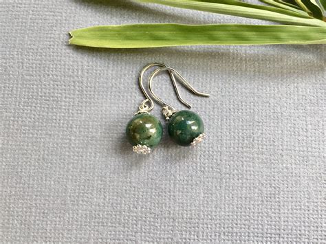 Excited To Share This Item From My Etsy Shop Green Moss Agate Earrings Silver Earrings