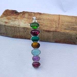 7 Chakras Stone Healing Handmade Pendant Necklace Jewelry With Real Raw