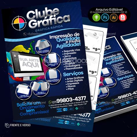 Gráfica Rápida Panfleto Flyer CDR PSD AI PDF 01 Clube do Corel