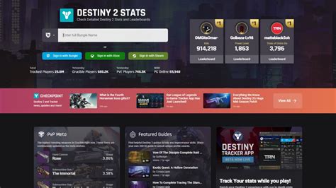 Where To Find A Destiny 2 Stat Tracker TRN Checkpoint