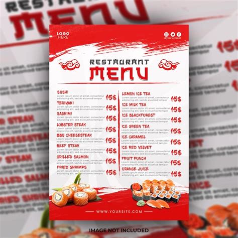 Conception De Modèle De Menu De Restaurant Psd Premium