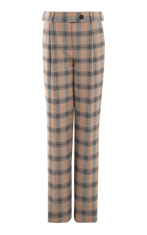 Zimmermann Luminosity Pleated Wool Wide Leg Pants 0p Only Plaid