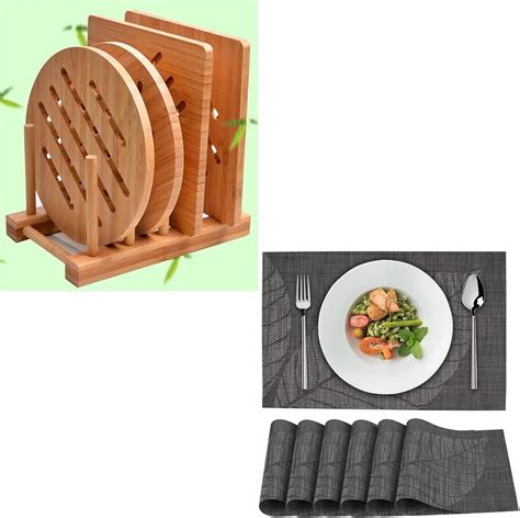 Amazon Bamboo Trivet Kitchen Bamboo Hot Pads Trivet Natural Bamboo