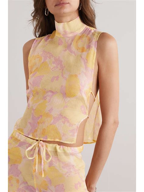 DRIES VAN NOTEN Floral Print Silk Crepon Top NET A PORTER