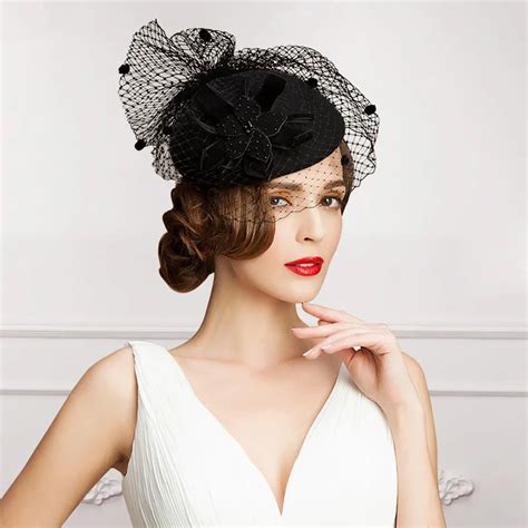 Euramerican Women Lady Vintage Fascinator Wool Hat Wool Mesh Cutout