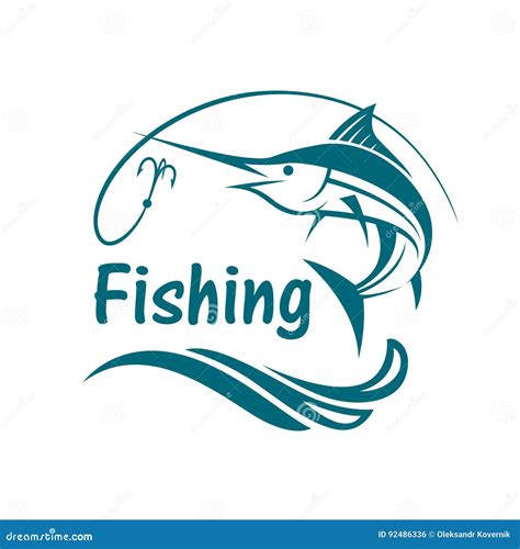 Swordfish Fishing Emblem Stock Vector Illustration Of Label 92486336