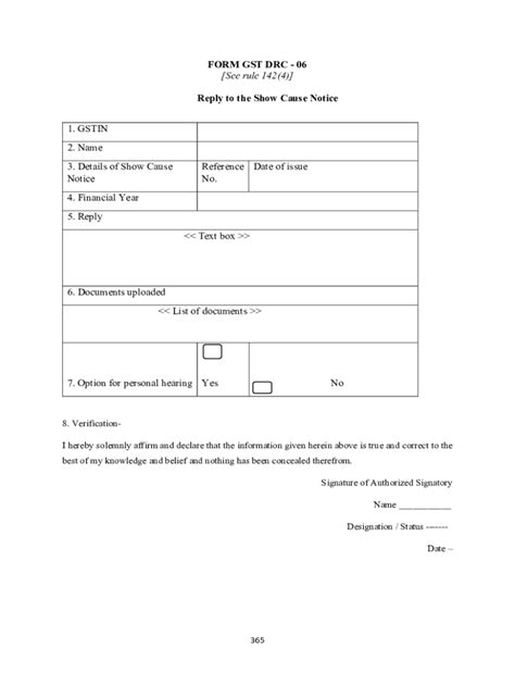 Fillable Online FORM GST DRC 06 See Rule 142 4 Reply To The Show