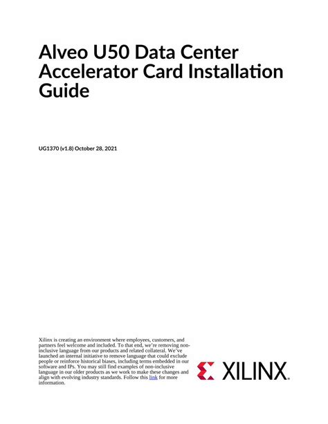 PDF Alveo U50 Data Center Accelerator Card Installation Guide