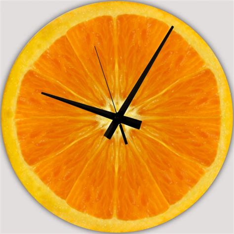 Reloj pared cocina diseño naranja grecaridea