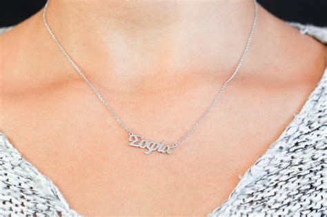 Greek Name Necklace Personalized Greek Jewelry Sterling Etsy