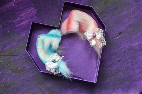 Mismatched Pink and Blue Cat Cosplay Ears | Etsy | Cat cosplay, Blue ...