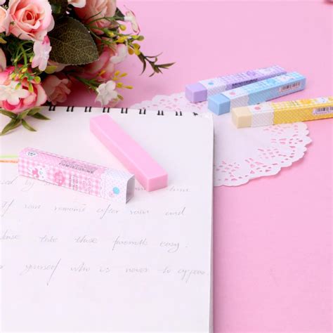 1pc Stripe Office Colourful Rubber Erasers Stationery T For Kids