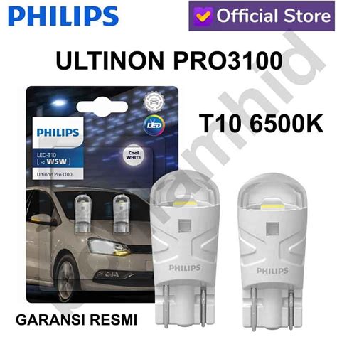 Jual LED T10 PHILIPS ULTINON PRO3100 W5W Lampu Kabin Senja Kota Putih