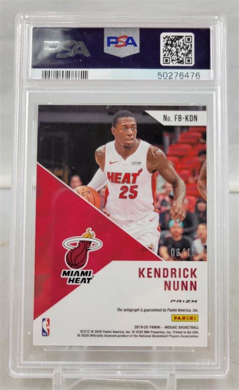 Mosaic Kendrick Nunn Heat Fast Break Gold Rookie Rc Auto