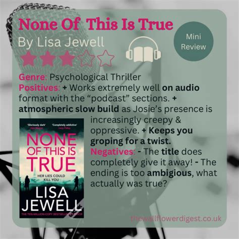 Mini Review None Of This Is True By Lisa Jewell The Wallflower Digest