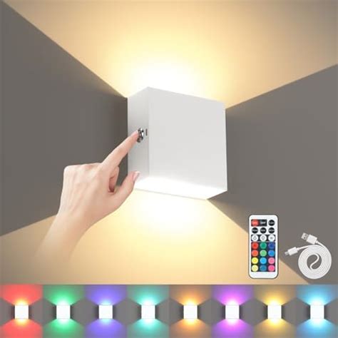 LIGHTESS RGB Battery Powered Wall Sconce With Remote Dimmable LED Wall