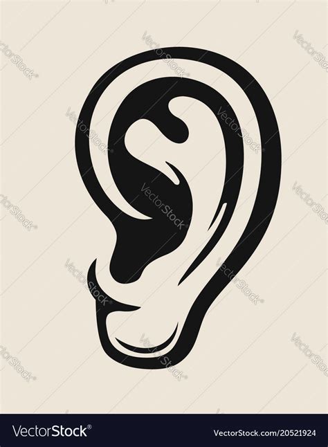 Black Human Ear Royalty Free Vector Image Vectorstock