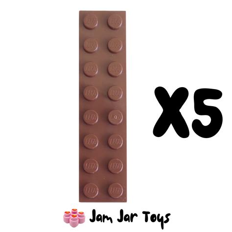 LEGO Five Reddish Brown 2 x 8 Plates. ST91