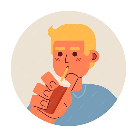 Premium Vector | Chilling caucasian guy drinking through straw 2d
