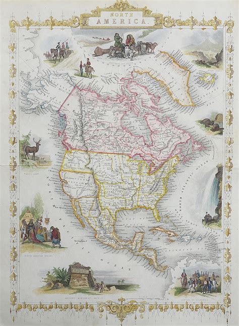 Antique Map Of North America Old Cartographic Map Antique Maps