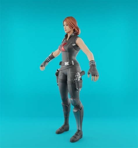 3d Model Black Widow Ready To Rig All Poses That You Want Low Poly Vr Ar Low Poly Cgtrader